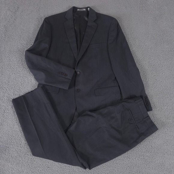 DKNY 2-Piece Suit Mens 42R Pants 35x32 Gray Blazer Slacks Trousers Jacket Career